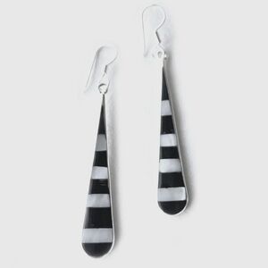 Black and White Striped Mother of Pearl Earrings
